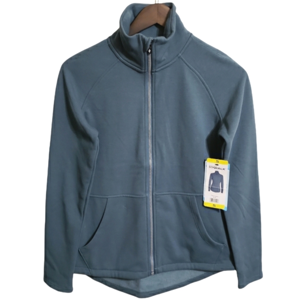 Skechers Go Walk Blue Snuggle Fleece Mock Zip Jacket Women's Small NWT